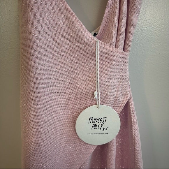 NWT Princess Poly Pink Metallic Halter Wrap Mini Dress Size 0 - Picture 5 of 13